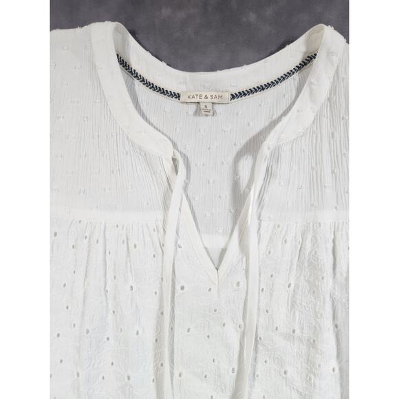 Kate & Sam Dress Womens Size Small S White Boho Hippie Prarie Summer Textured95 - Picture 3 of 16